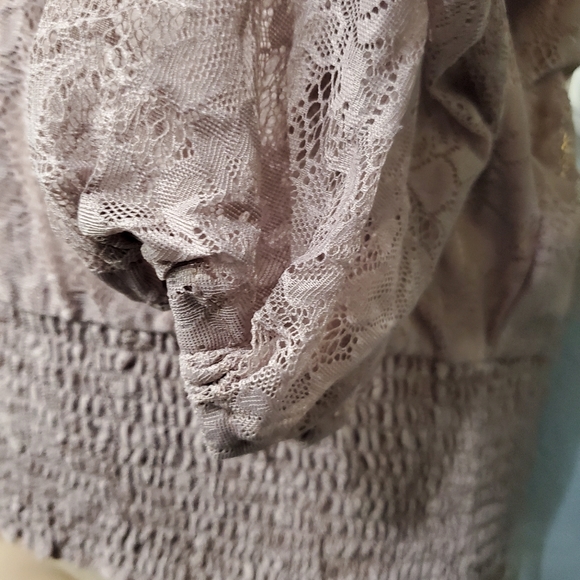 Eva Mendez New York & Co. Lace Longsleeved Smock Waist Top Blouse Size M - Picture 6 of 11